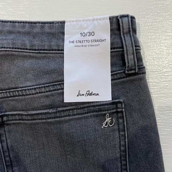 New Sam Edelman High Rise Ripped Stiletto Straight Leg Jeans Xtna Grey Size 30 - Picture 13 of 16